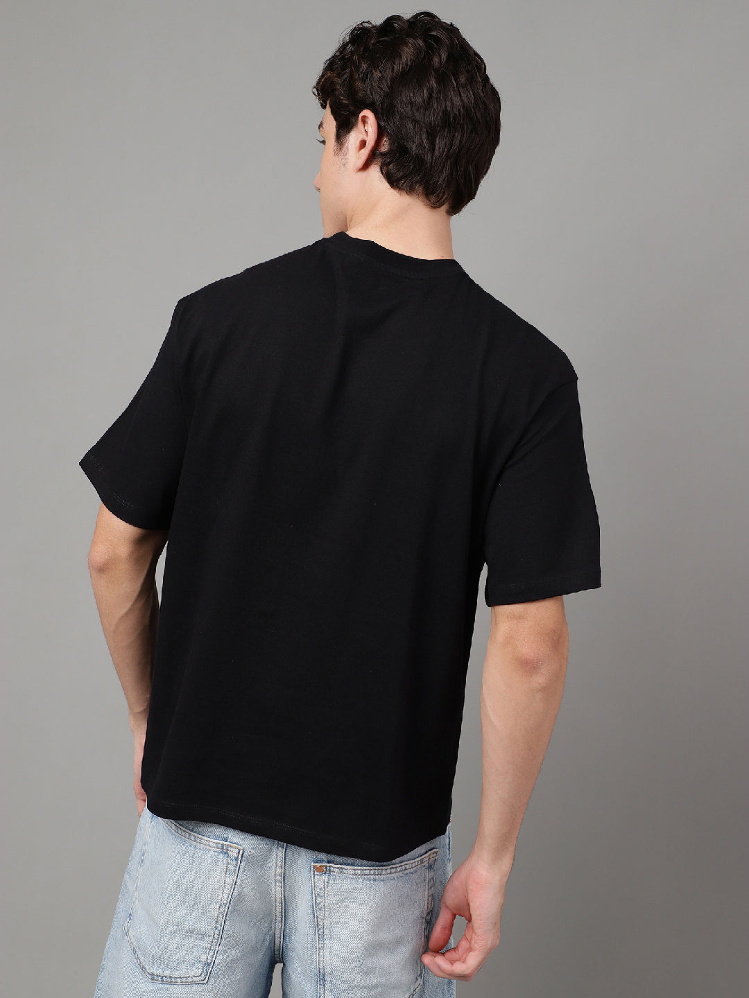 Solid Black Oversized Tshirt For Men