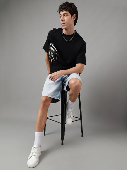 Solid Black Oversized Tshirt For Men