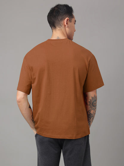 Solid Brown Oversized Tshirt For Men