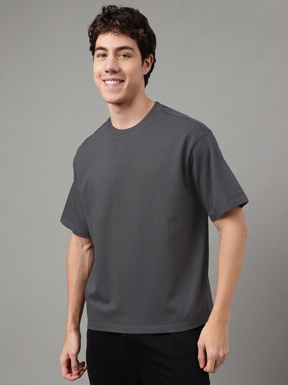 Solid Grey Oversized Tshirt For Men