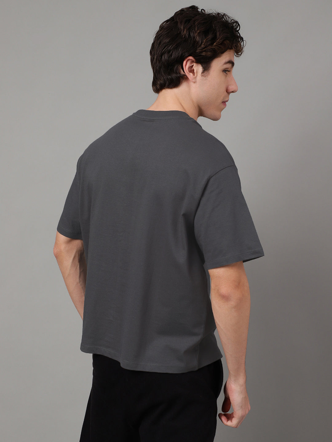 Solid Grey Oversized Tshirt For Men