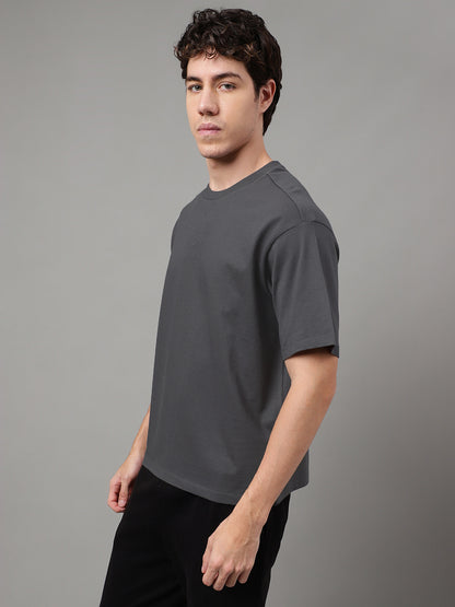 Solid Grey Oversized Tshirt For Men