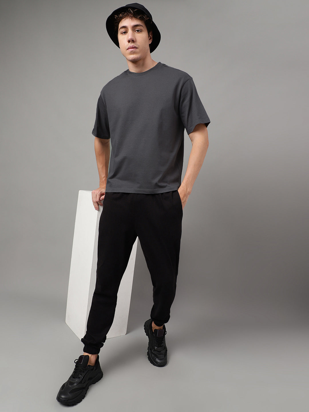 Solid Grey Oversized Tshirt For Men