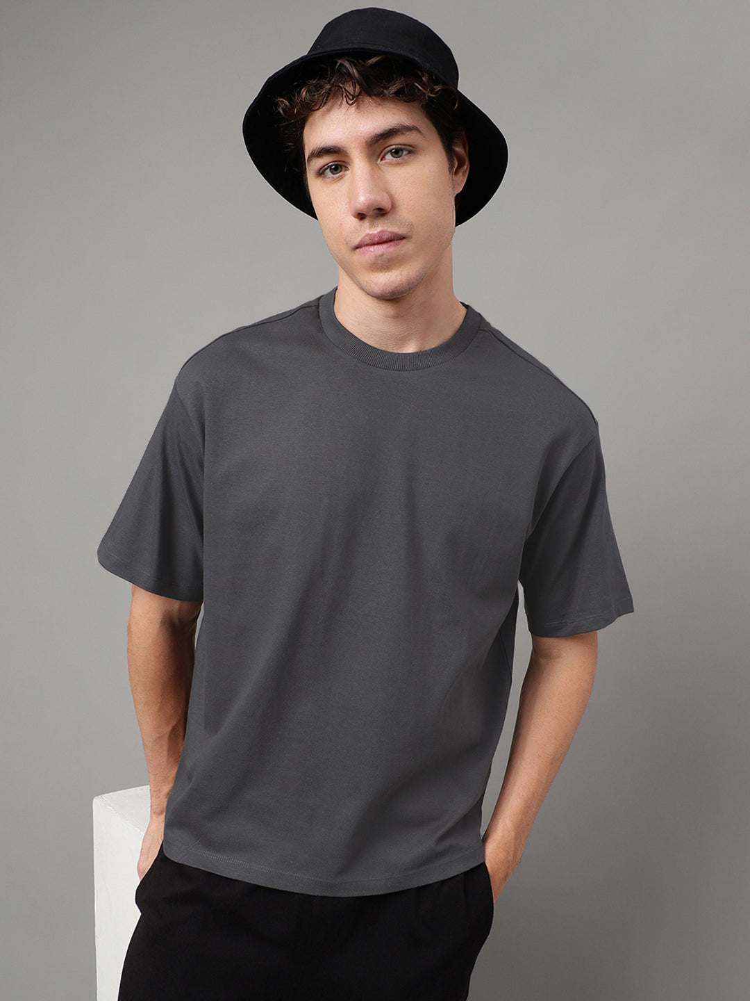 Solid Grey Oversized Tshirt For Men