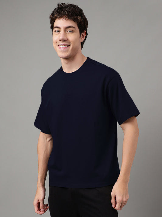 Solid Blue  Oversized Tshirt For Men