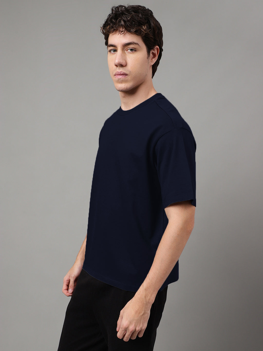 Solid Blue  Oversized Tshirt For Men