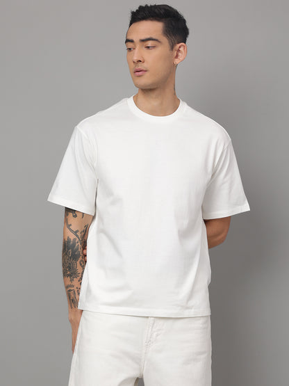 Solid Off-White Oversized Tshirt For Men