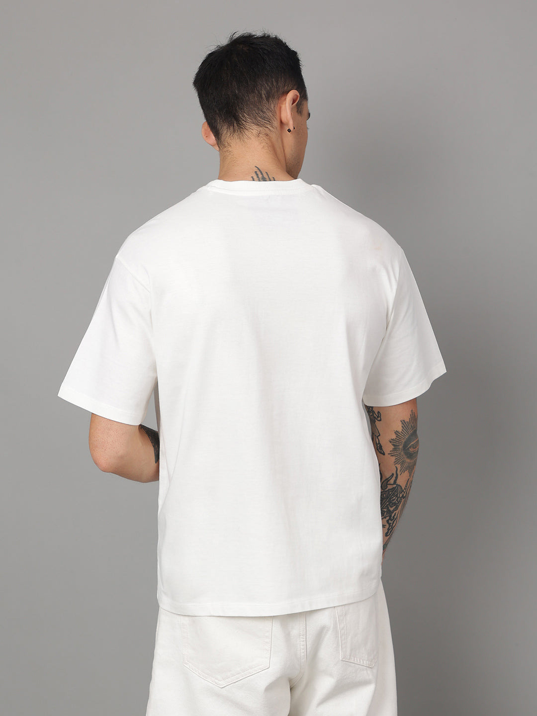 Solid Off-White Oversized Tshirt For Men