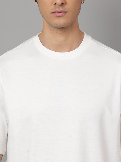 Solid Off-White Oversized Tshirt For Men