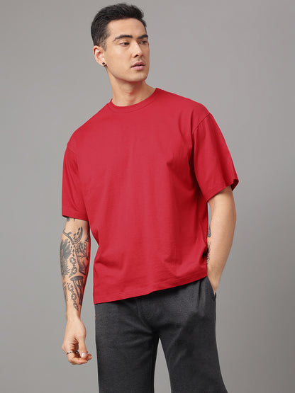 Solid Red Oversized Tshirt For Men