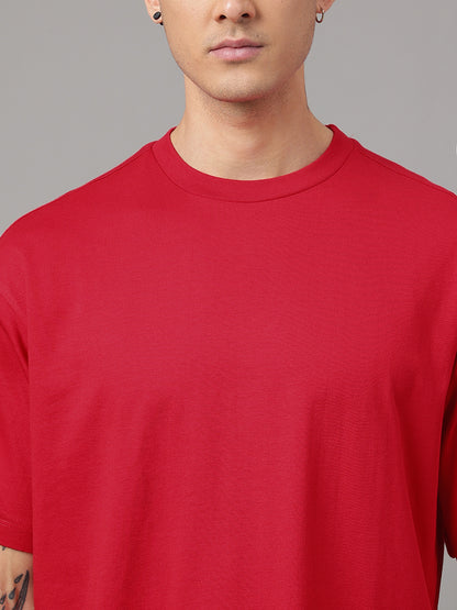 Solid Red Oversized Tshirt For Men