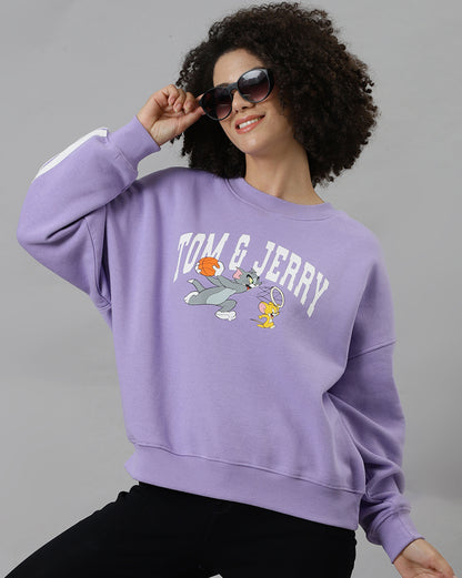 Tom & Jerry Printed Oversized Sweatshirt For Women