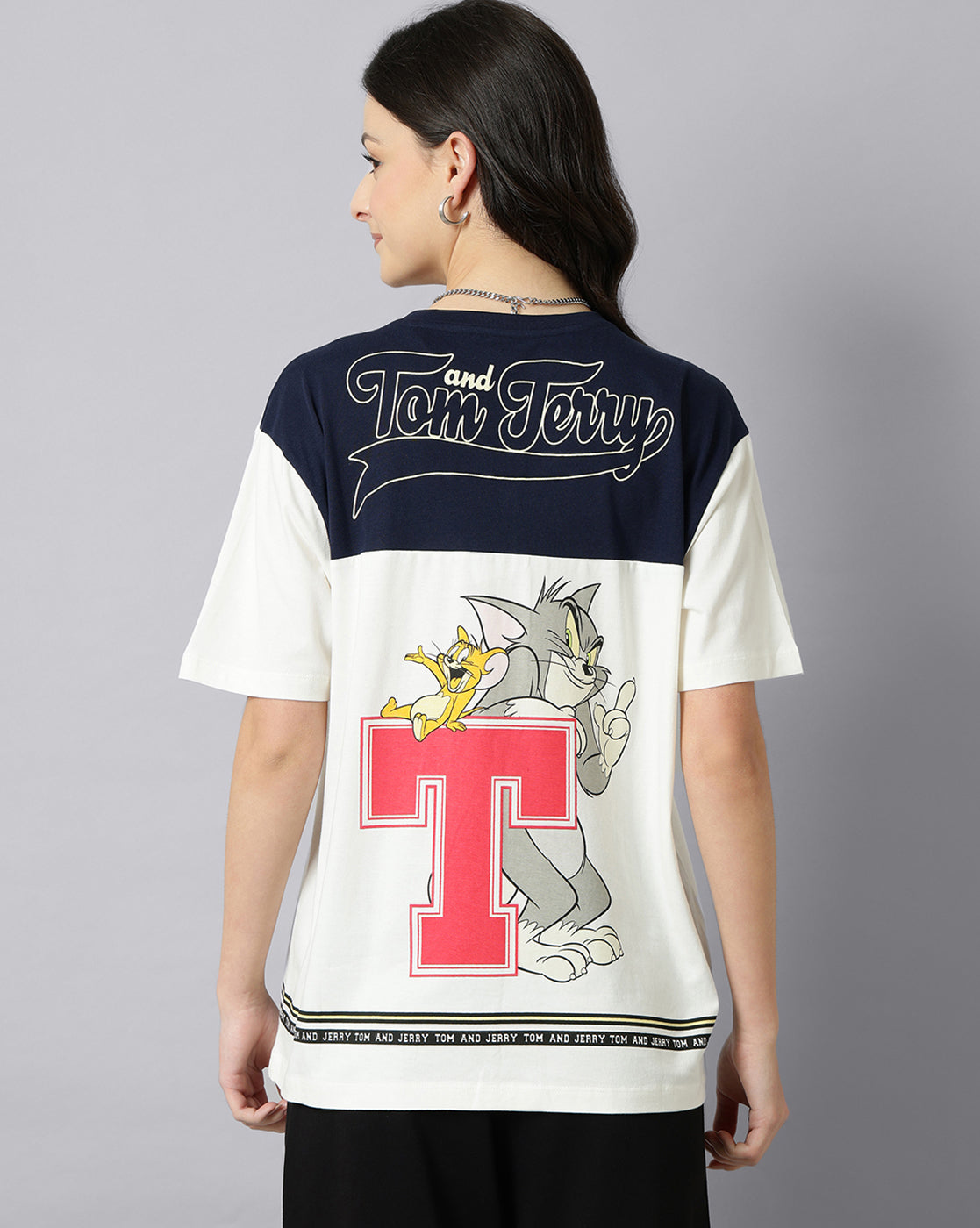 Tom & Jerry Printed Oversized Tshirt For Women