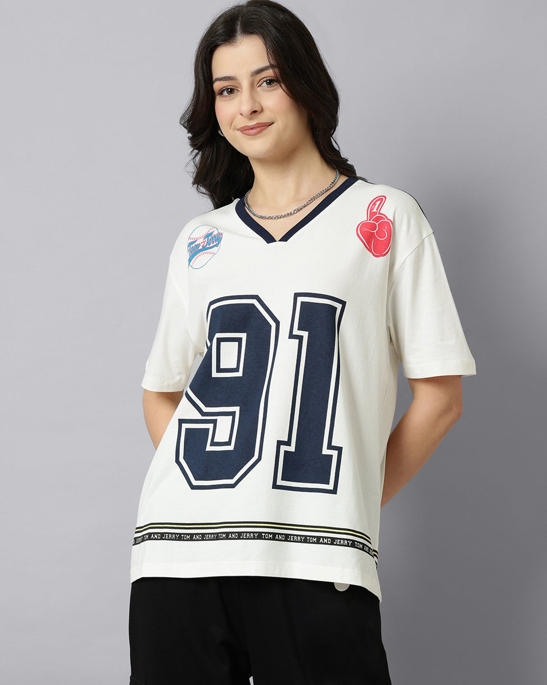 Tom & Jerry Printed Oversized Tshirt For Women