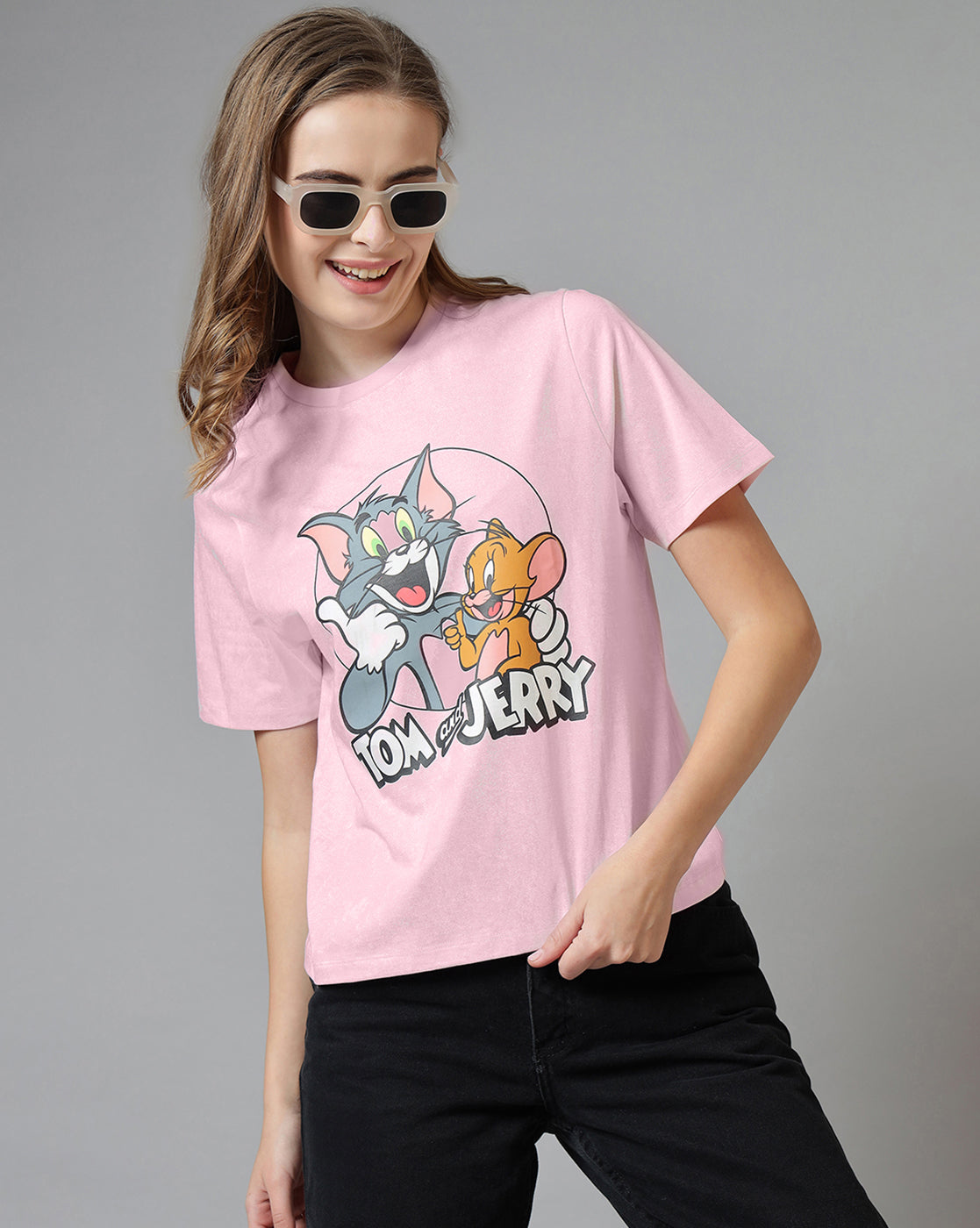 Tom & Jerry Printed Regular Fit Tshirt For Women