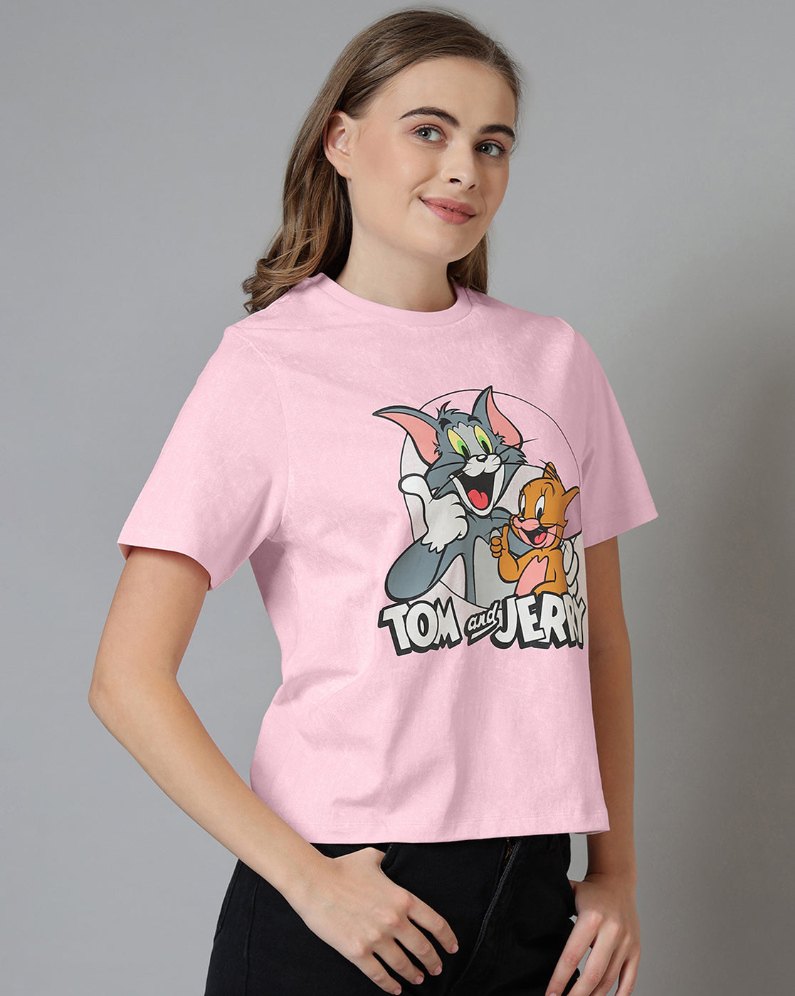 Tom & Jerry Printed Regular Fit Tshirt For Women