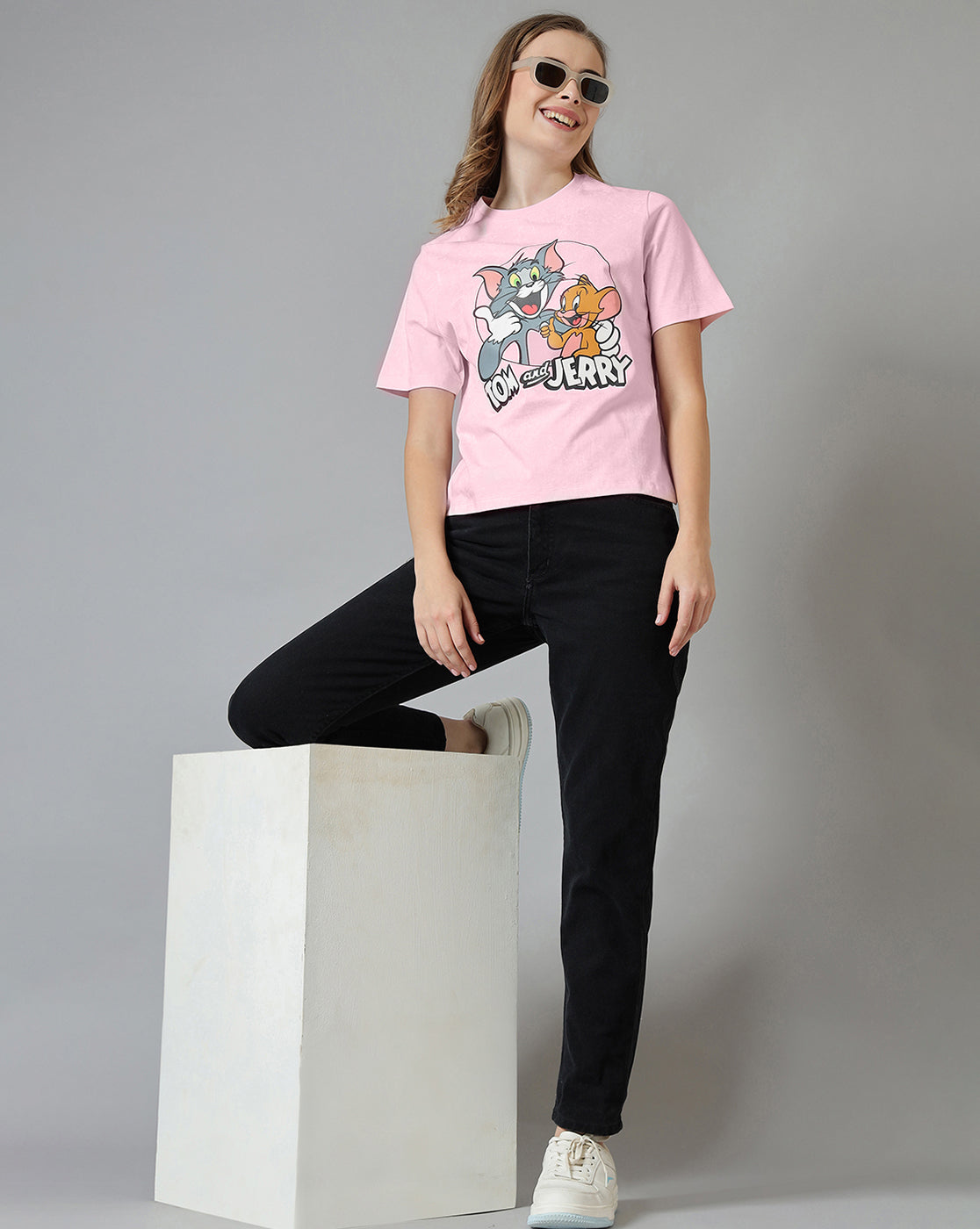 Tom & Jerry Printed Regular Fit Tshirt For Women