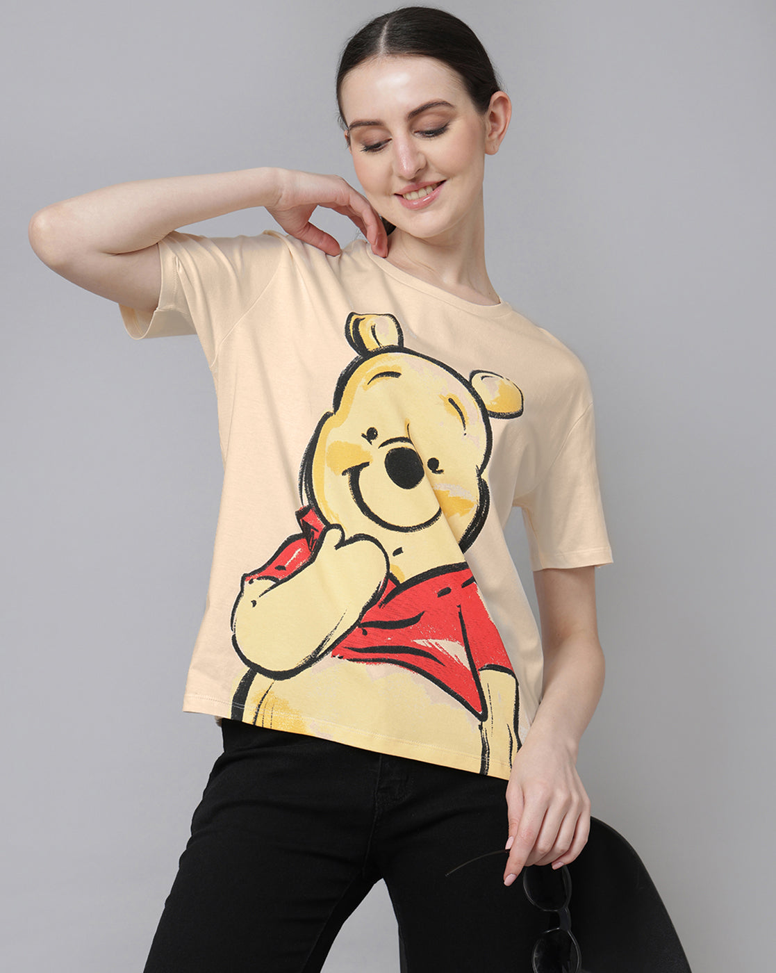 Winnie The Pooh Printed Oversized Fit Tshirt For Women