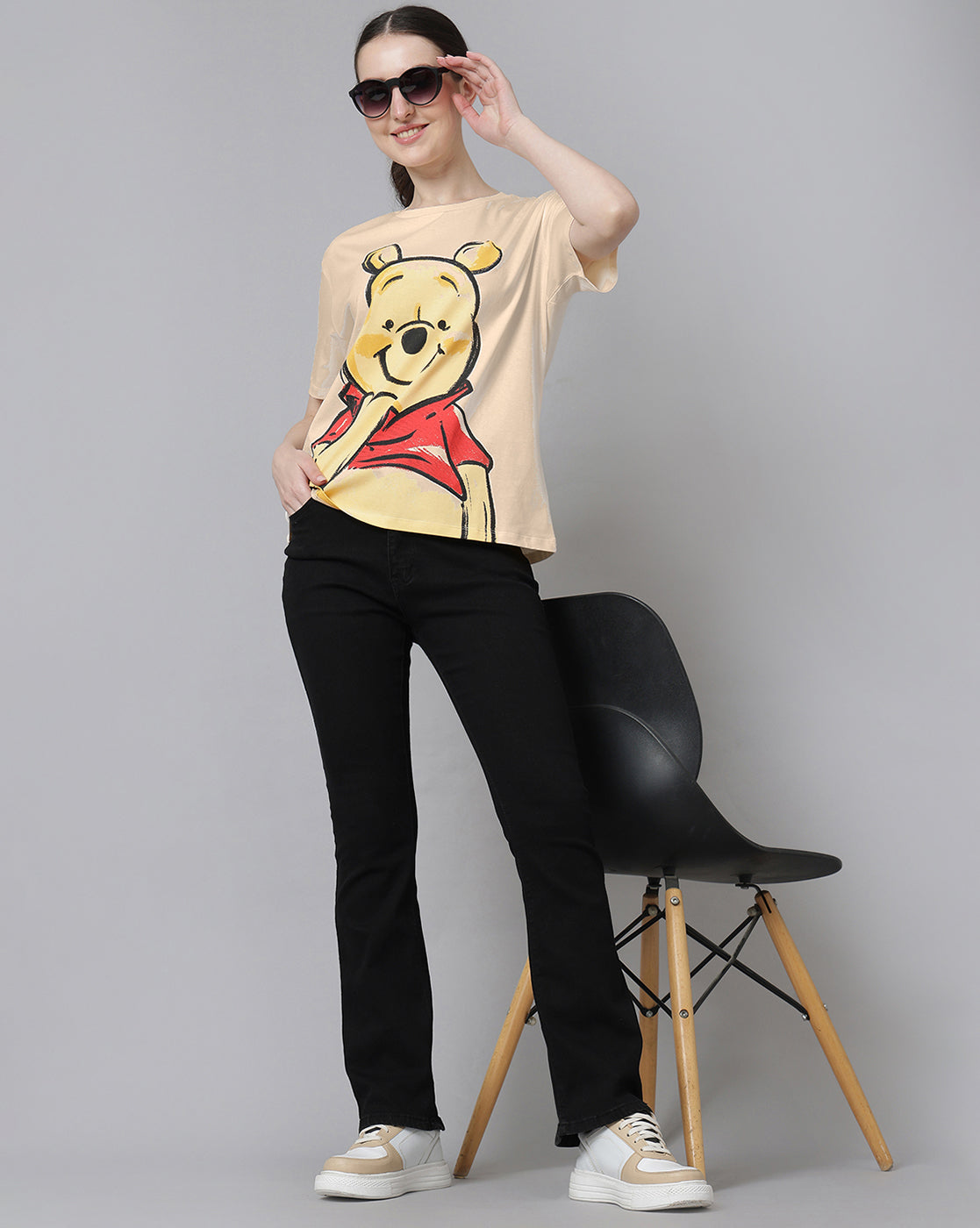 Winnie The Pooh Printed Oversized Fit Tshirt For Women